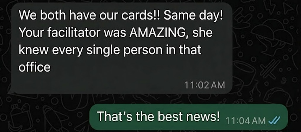 Client WhatsApp message